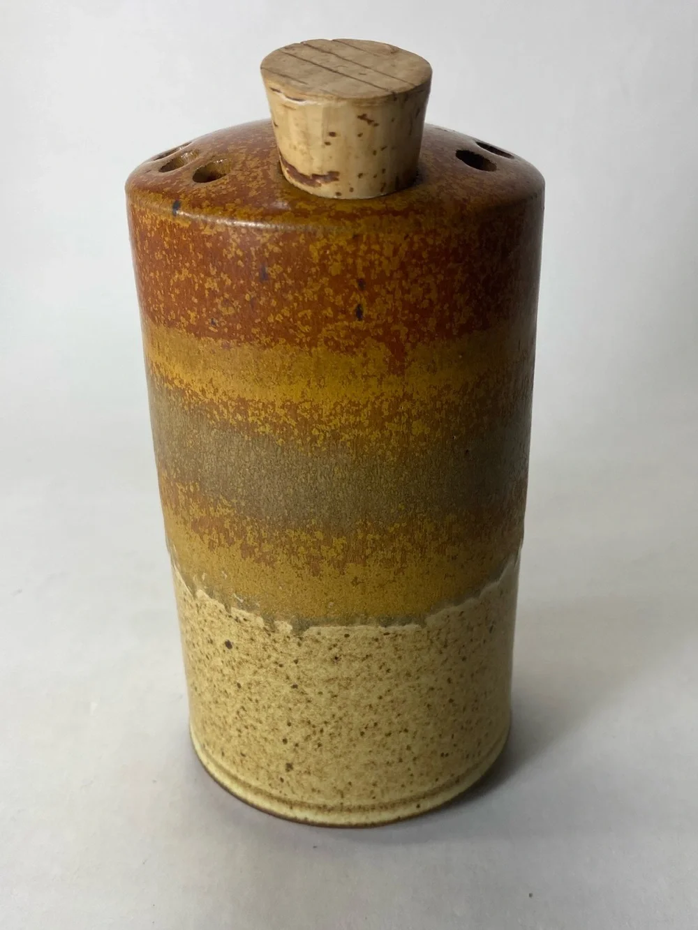 Studio Pottery Artist Signed Ellen Currans Ceramic Shaker Cork Stopper Oregon